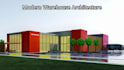 do warehouse factory 3d exterior rendering, modern 2d layout