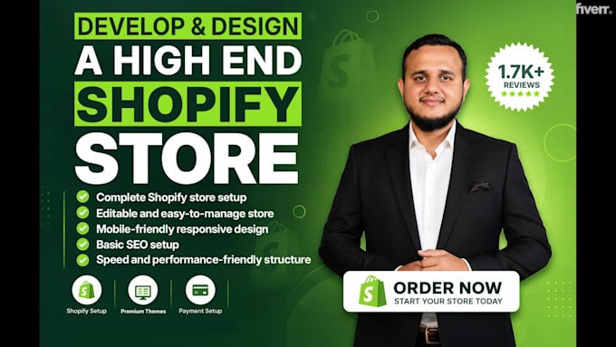 develop and design a high end shopify store for you