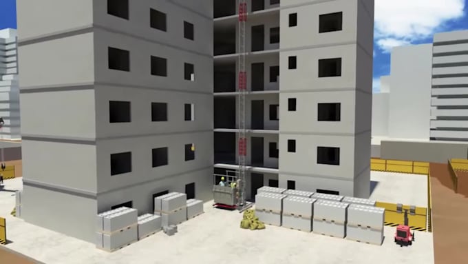 create 3d industrial construction and heavy machinery animation