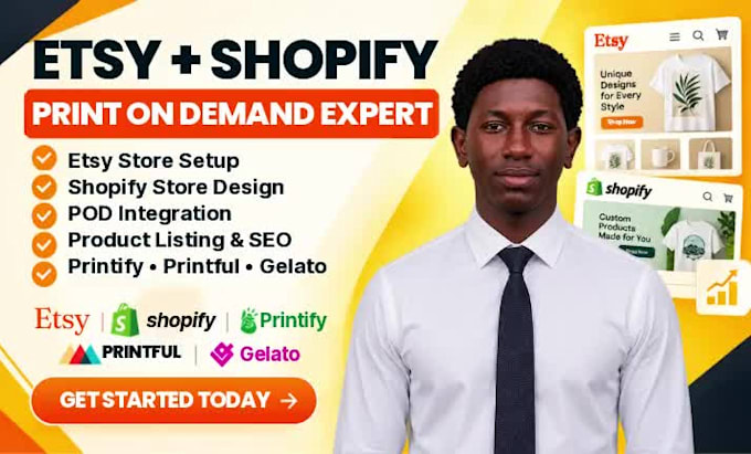 etsy shopify print on demand store printify printful setup print on demand store