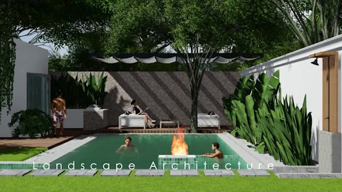 do front yard, pool, backyard landscape design
