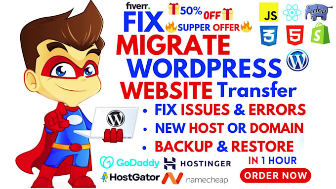 move, transfer, fix, migrate wordpress website migration new host or domain