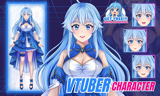 design anime vtuber model live2d high quality ready to rig illustration
