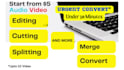 edit convert trim cut merge remove noise  100 audio video mp3 mp4 webex arf m3u8