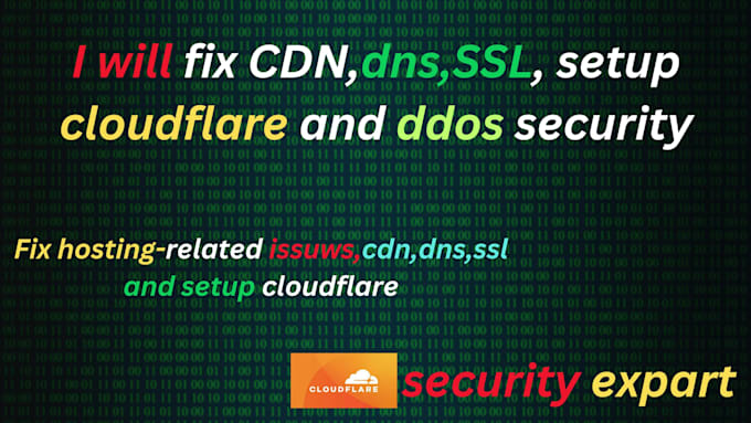 fix CDN,dns,SSL, setup cloudflare and ddos security
