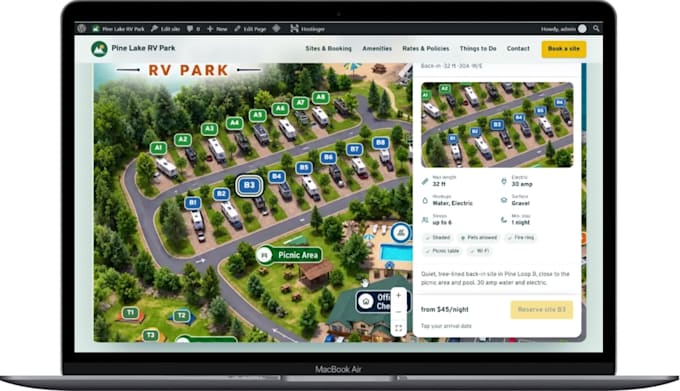 build a campground rv park glamping booking website in wordpress
