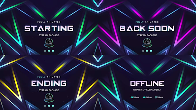 create professional twitch overlay stream package and twitch logo