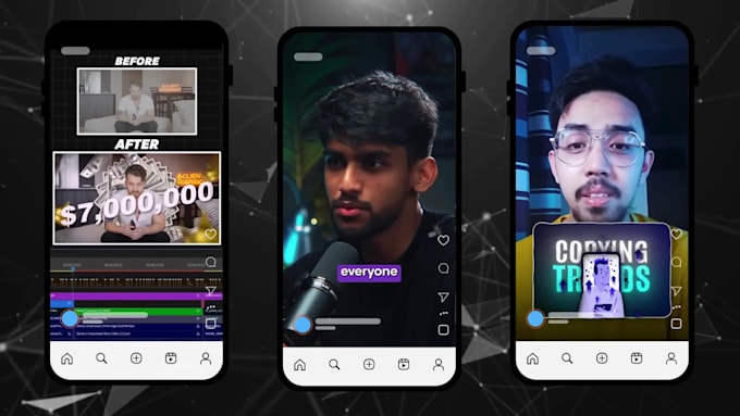 do video editing for instagram reels, youtube and tiktok videos