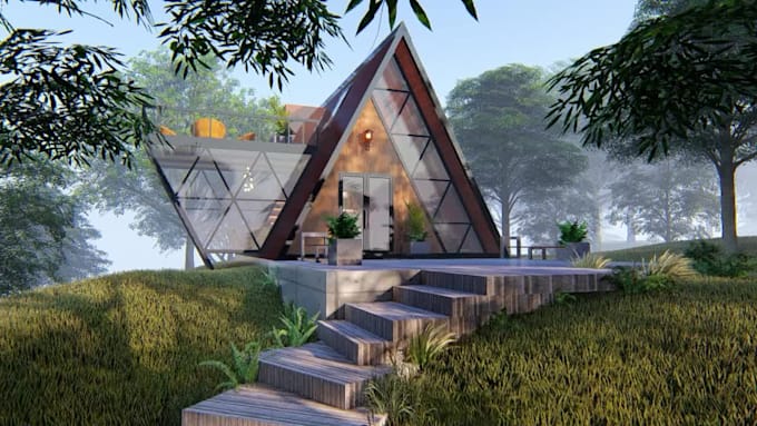 do architectural 3d house modeling, cabana and interior, exterior rendering
