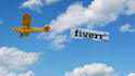 make propeller plane fly in sky logo reveal animation