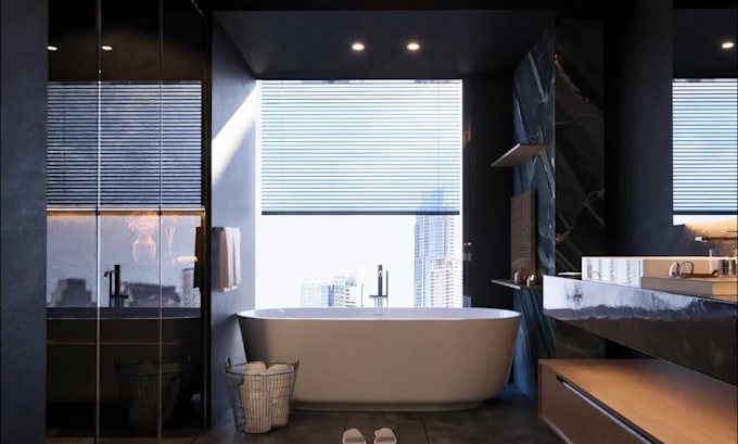 design bathroom interior in 3d and render