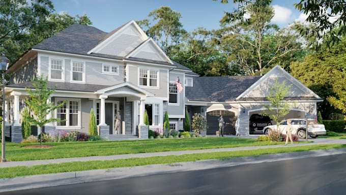 create modern 3d exterior rendering for homes and villas