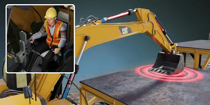 create 3d industrial animation heavy equipment and excavator operation process