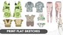 make flat fashion sketches and technical drawing