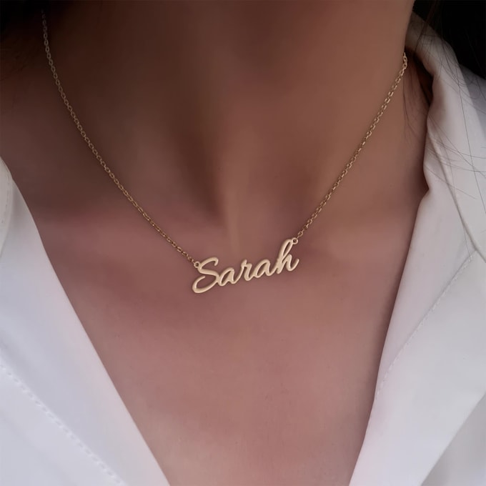 create a lifelike 3d render of your name necklace on a model