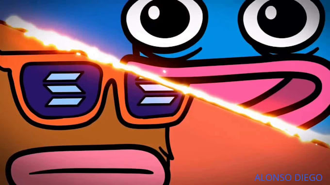 do meme coin animation, meme coin art, 2d animated music video