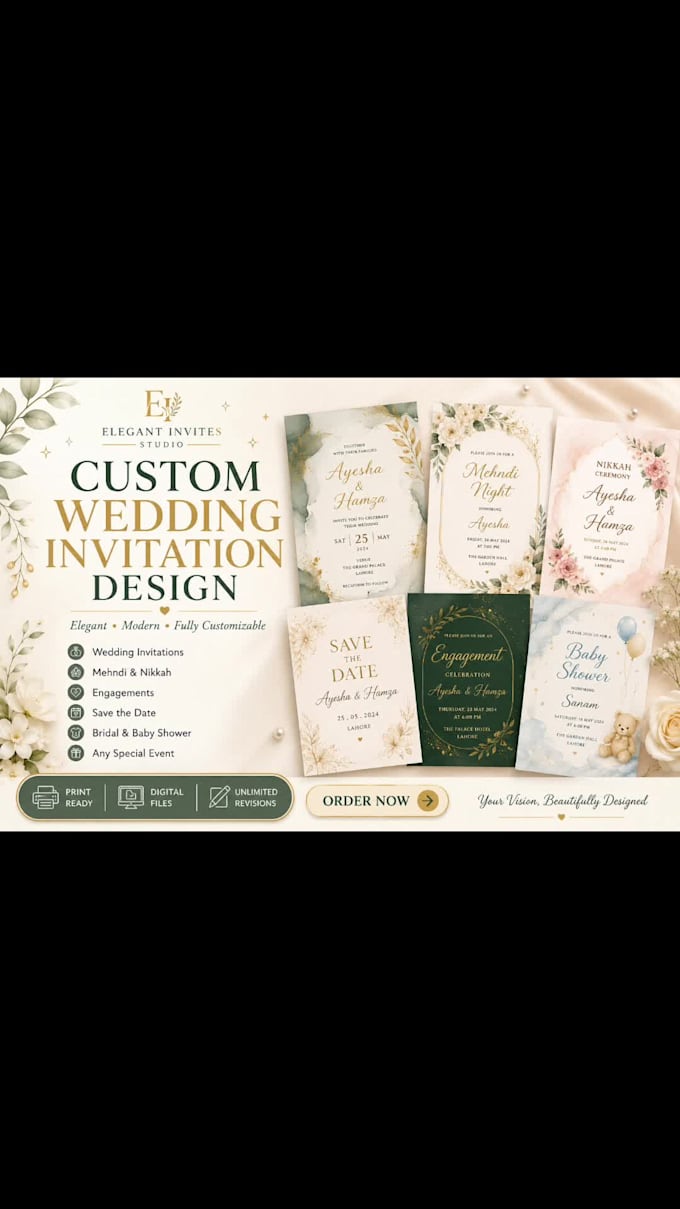 design luxury islamic wedding invitation cards