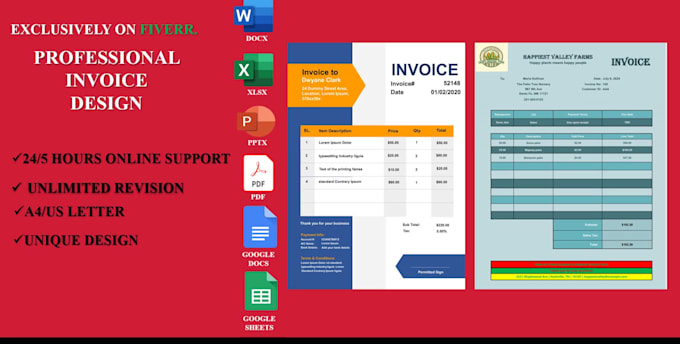 provide professional invoice, receipt, form design in 3hr