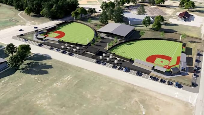 design a 3d site plan for a sports complex proposal to investors or government