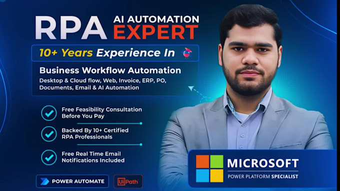 build rpa automation using power automate, uipath for business