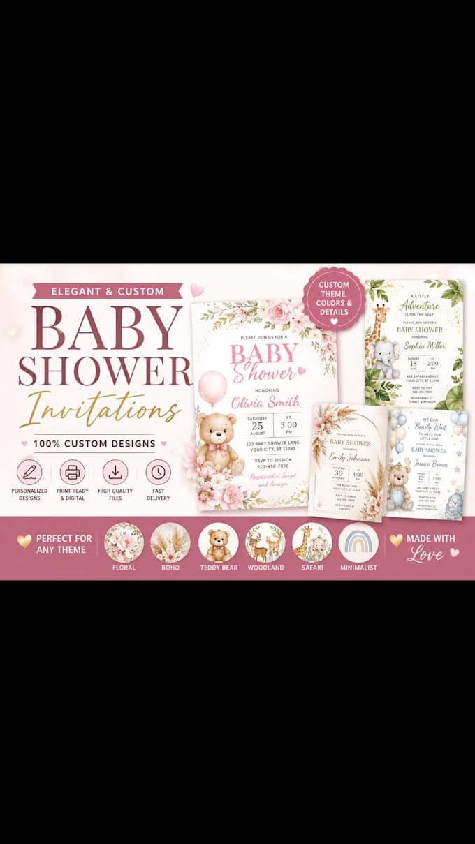design elegant custom baby shower invitations