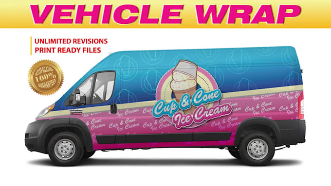 do an attractive, print ready vehicle wrap in 24 hrs
