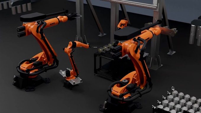 do 3d robotic animation 3d industrial factory automation robotic machinery video