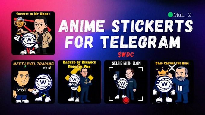 design crypto anime stickers for telegram community
