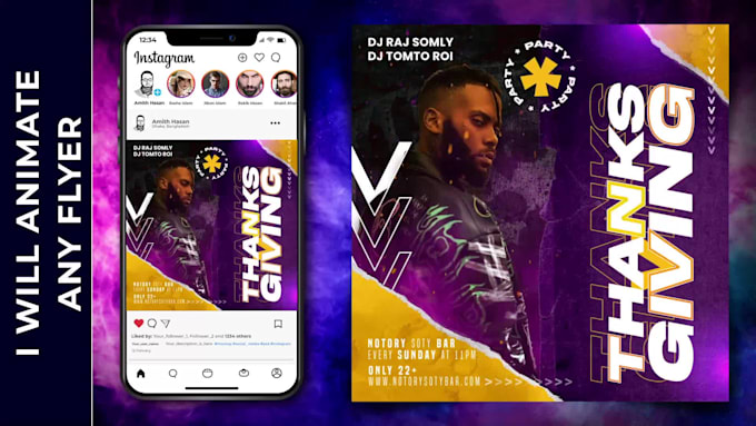 Create animate motion graphics flyer, event flyer, party flyer ...