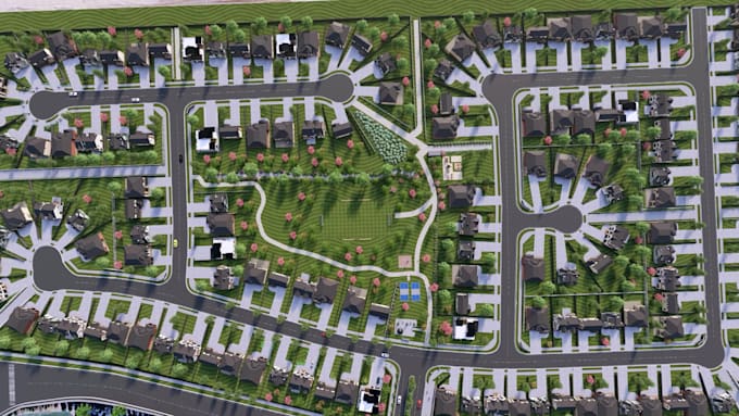 create 3d site plan and landscape renders for property projects