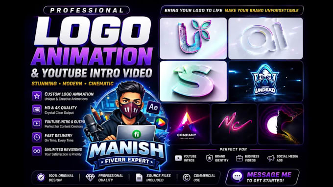 create 2d 3d logo animation and cinematic brand intro