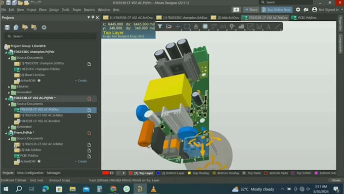 do schematics, pcb design, prototype in altium designer