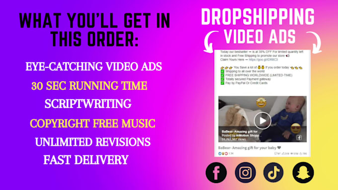 create shopify dropshipping facebook video ads