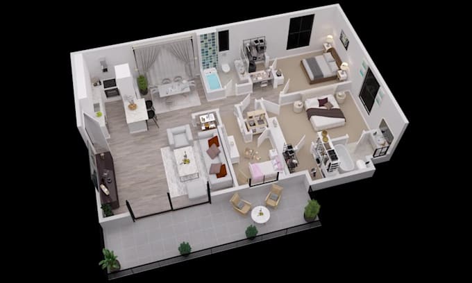 2d to 3d floor plan, modeling and rendering visualization in 24 hours