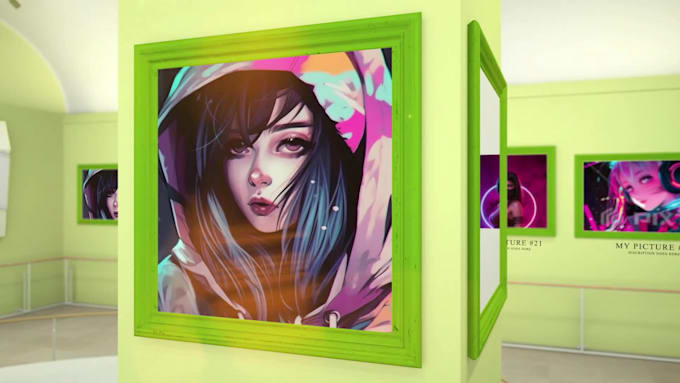create 3d museum animation showcase video using your art gallery