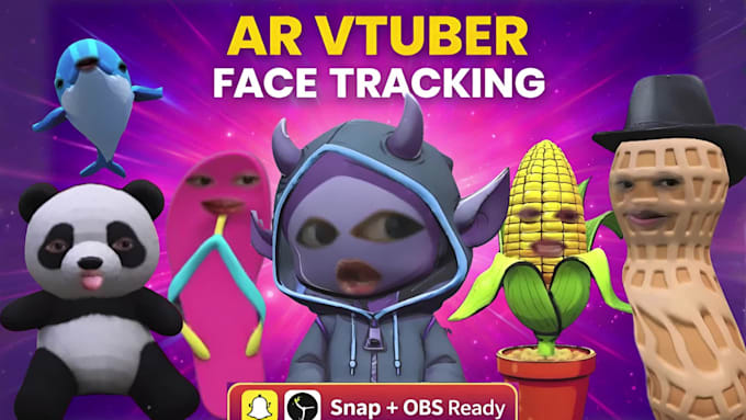 create 3d ar vtuber avatar with face tracking for streaming, snapchat and obs