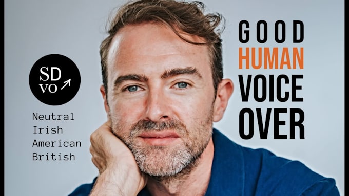 be male voiceover actor narrator in neutral irish english usa