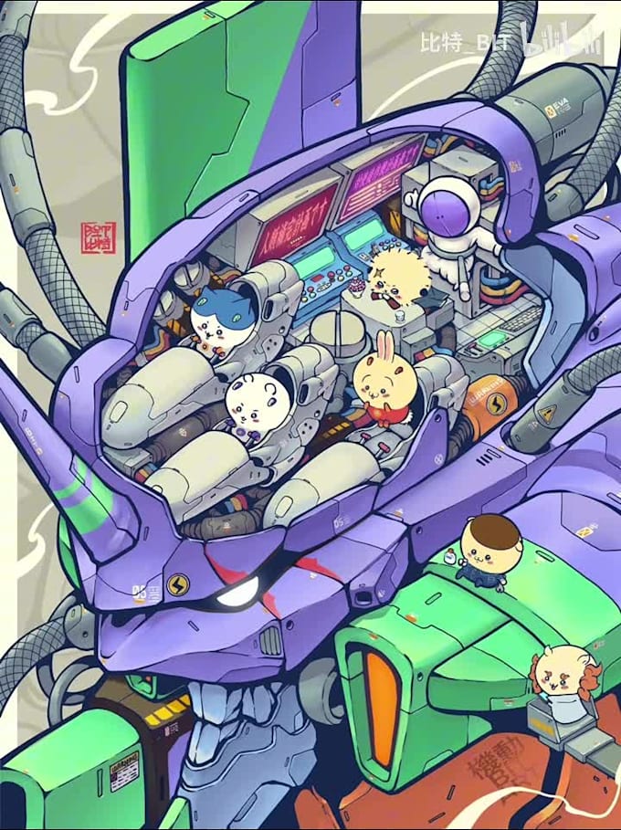 design badass mecha armor for cute chibi mascots