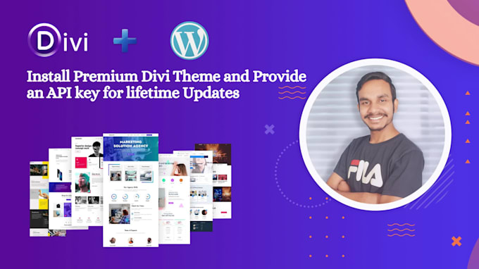 create professional divi website with install premium divi and provide API key