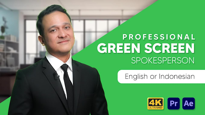 be your professional green screen video spokesperson in indonesian or english