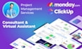 be your project manager and consultant for clickup and monday