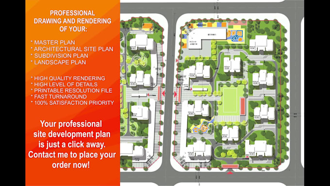 render architectural site plan, masterplan,  landscape plan