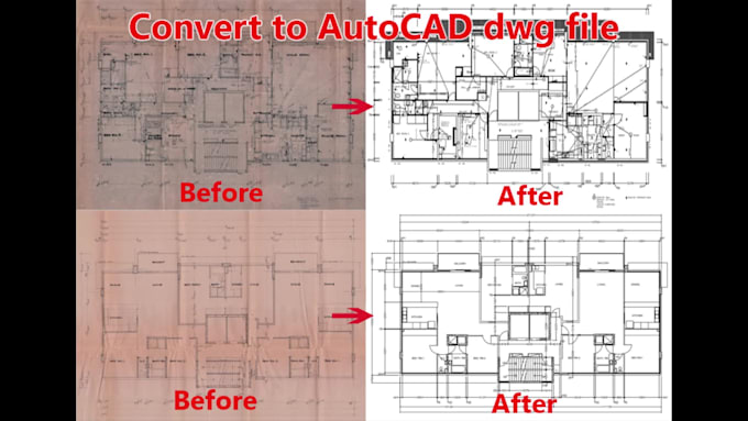 Do convert pdf, sketch or image to autocad dwg drawing by Dynamicarch ...