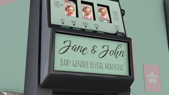 create animated machine gender reveal announcement video