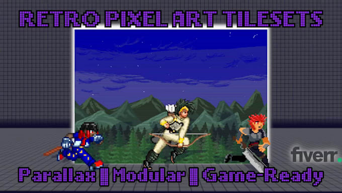 create retro pixel art tilesets and backgrounds for 2d games