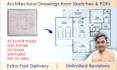 draft 2d floor plans, house plans and architectural drawings in autocad