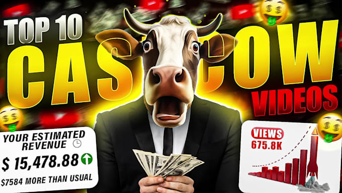 create cash cow faceless videos cash cow videos, top10 youtube thumbnail