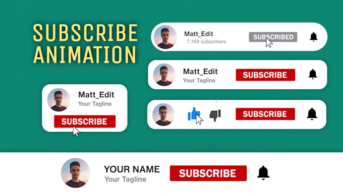 create youtube subscribe, like and bell animation