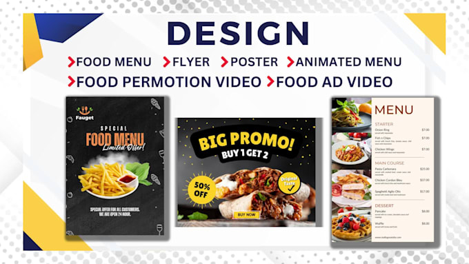 create restaurant food promo video and menu card