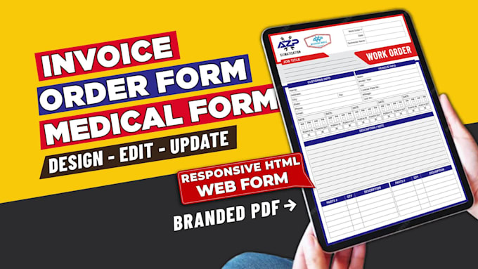 do invoice, order form, medical form in HTML web format with PDF automation